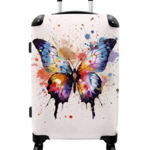 NoBoringSuitcases.com© Koffer Schmetterling - Wasserfarben - Design - Tiere 67x43x25cm, 4 Rollen, Mittelgroßer Koffer für Erwachsene, Reisekoffer
