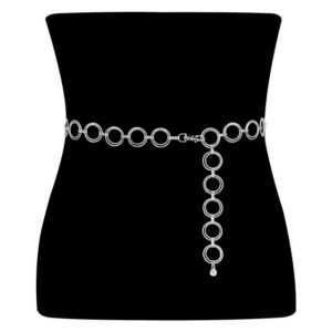 Opspring Taillengürtel Taillenkette aus Metall Damen Einstellbar Gürtel Mode Taillengürtel