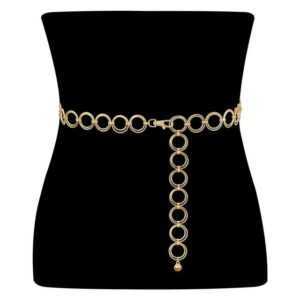 Opspring Taillengürtel Taillenkette aus Metall Damen Einstellbar Gürtel Mode Taillengürtel