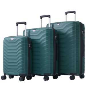 PFCTART Handgepäckkoffer 3-teiliger bmodischer PP-Material koffer mit TSA-Schlössern, leicht und strapazierfähig Innenfächer