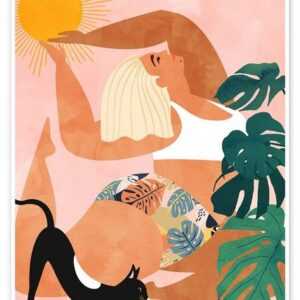 Posterlounge Poster Uma 83 Oranges, Tropisches Yoga, Wohnzimmer Illustration