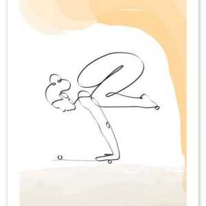 Posterlounge Poster Yoga In Art, Die Krähe (Bakasana), Fitnessraum Minimalistisch Grafikdesign