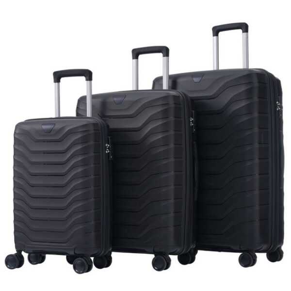 REDOM Kofferset Trolleyset, 4 Rollen, mit TSA-Schlössern 3-teiliger Koffer PP-Material