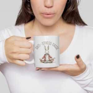 WS-Trend Tasse Yoga Hase Anti Stress Keramik Kaffeetasse Teetasse, Keramik