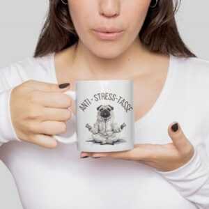 WS-Trend Tasse Yoga Hund Bulldogge Anti Stress Keramik Kaffeetasse Teetasse, Keramik