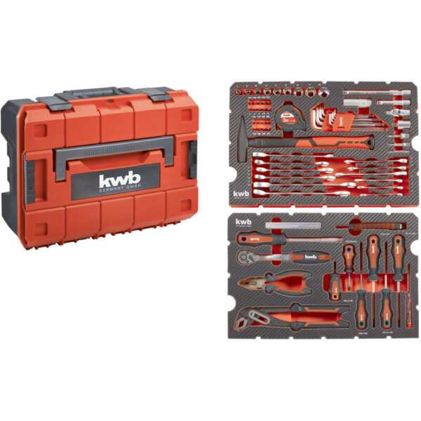 Werkzeug-Koffer inkl. Werkzeug-Set, 80-teilig, gefüllt, robust im E-Case - KWB
