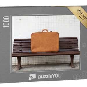 puzzleYOU Puzzle Vintage-Koffer auf einer Bank, 1000 Puzzleteile, puzzleYOU-Kollektionen Nostalgie