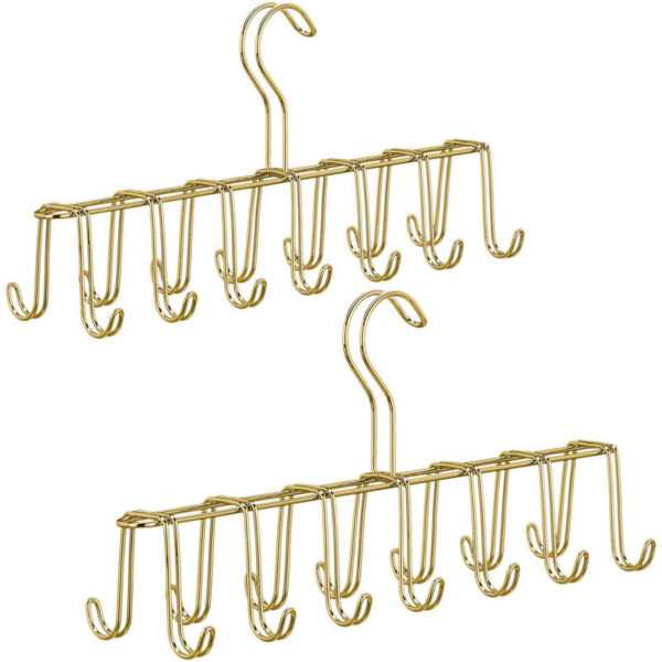 2 x Gürtelhalter, Krawattenhalter aus Metall, platzsparend, je 14 Haken, Krawatten & Gürtel, Kleiderschrank, gold