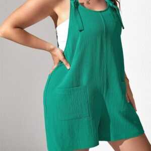 AFAZ New Trading UG Jumpsuit Damen Sommer dünner lässiger Overall grüner Overall mit Taschen
