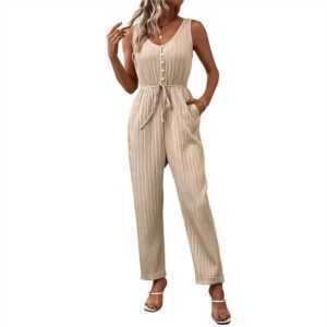 AFAZ New Trading UG Jumpsuit Einfarbiger Strapsoverall für Damen im Sommer Arbeitsoverall Bandeauoverall Catsuit Culotte-Overall Overall