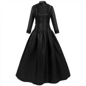 AFAZ New Trading UG Sommerkleid Retro-Spitzen-Langarm-Taillenkleid, Halloween-Kleid für Damen