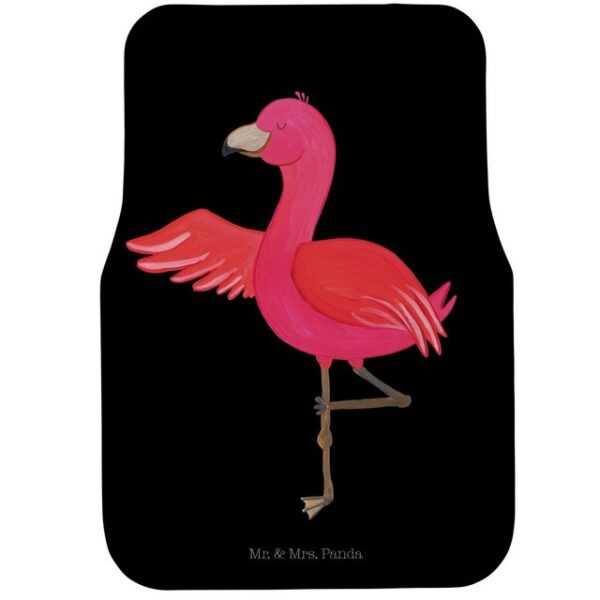 Fußmatte Flamingo Yoga - Schwarz - Geschenk, Namaste, Vogel, Baum, Tiefenentsp, Mr. & Mrs. Panda, Höhe: 0.5 mm
