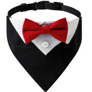 Hund Ehering Bandana Hundehalsband mit Fliege Krawatte Designs Verstellbarer Kragen formelle Smoking Hund Bowtie Red-M
