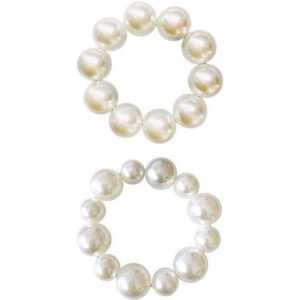 KIKI Haarband 2 Stück Haargummi Armband Perlen Elastisches Haarseil Pearl Scrunchie