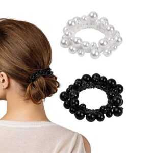 KIKI Haarband Haargummi mit Perlen Perlen Pferdeschwanz-Halter Perlen-Haarseil( 2pcs)