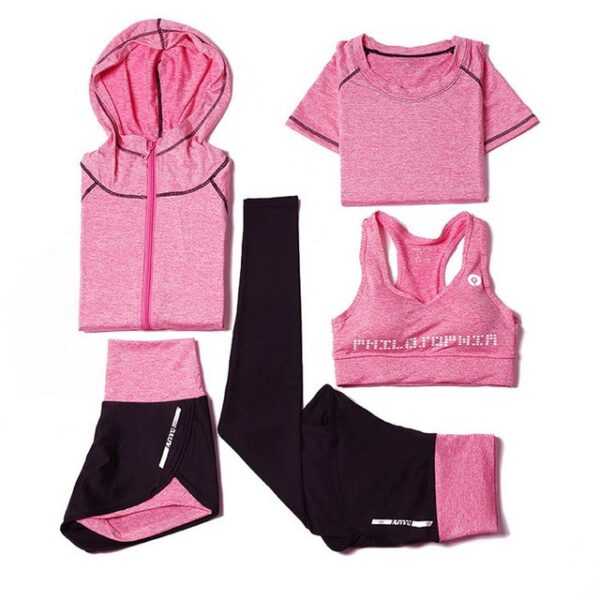 KIKI Yoga-Sweatjacke Yoga-Bekleidungsset 5-teilig Sportbekleidung -Fitnessbekleidung