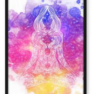 Lotushaltung Yoga, Poster mit Bilderrahmen