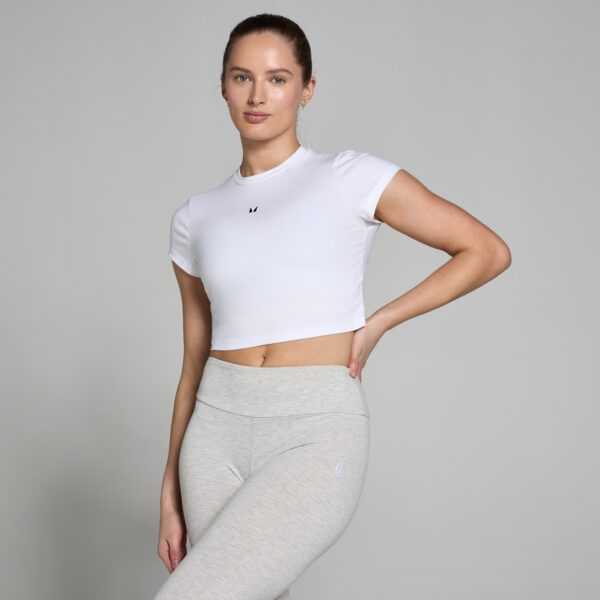 MP Women's Basic Body Fit Short Sleeve Crop T-Shirt - White - XXS