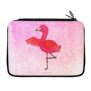 Mr. & Mrs. Panda Federmäppchen Flamingo Yoga - Aquarell Pink - Geschenk, Schülerin, Achtsamkeit, Vog, (1-tlg), Inklusive Schulbedarf