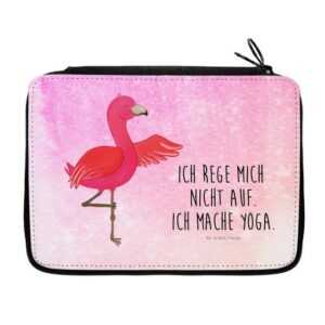 Mr. & Mrs. Panda Federmäppchen Flamingo Yoga - Aquarell Pink - Geschenk, Stiftetasche, Kinder Federm, (1-tlg), Komplett ausgestattet