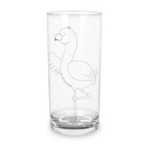 Mr. & Mrs. Panda Glas 200 ml Flamingo Yoga - Transparent - Geschenk, Yogi, Glas, Wasserglas, Premium Glas, Magische Gravuren