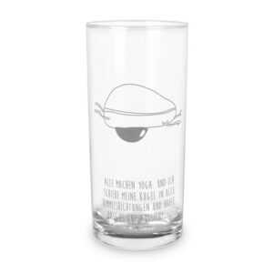 Mr. & Mrs. Panda Glas 400 ml Avocado Yoga - Transparent - Geschenk, Trinkglas, Vegan, Gesun, Premium Glas, Exklusive Gravur