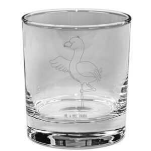 Mr. & Mrs. Panda Glas Flamingo Yoga - Transparent - Geschenk, Yogapose, Entspannung, Gin Gl, Premium Glas, Tiefgründige Gravur