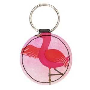 Mr. & Mrs. Panda Schlüsselanhänger Flamingo Yoga - Aquarell Pink - Geschenk, Anhänger, Achtsamkeit, Yoga (1-tlg)