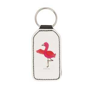 Mr. & Mrs. Panda Schlüsselanhänger Flamingo Yoga - Weiß - Geschenk, Taschenanhänger, Baum, Entspannung, (1-tlg), Vielseitigkeit