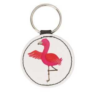 Mr. & Mrs. Panda Schlüsselanhänger Flamingo Yoga - Weiß - Geschenk, Yogi, Taschenanhänger, Glücksbringer (1-tlg)