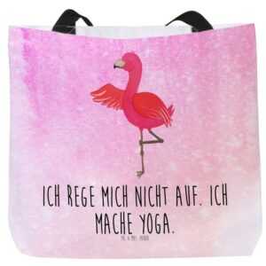 Mr. & Mrs. Panda Shopper Flamingo Yoga - Aquarell Pink - Geschenk, Shopper, Yogapose, Rosa, Be (1-tlg), Individuelles Design