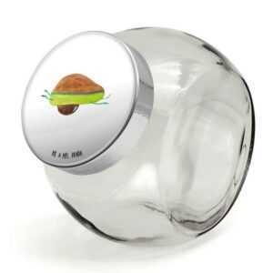 Mr. & Mrs. Panda Vorratsglas XL 2000ml Avocado Yoga - Weiß - Geschenk, bauch, Glasbälter, Avocado, Premium Glas, (1-tlg), Herzmotiv