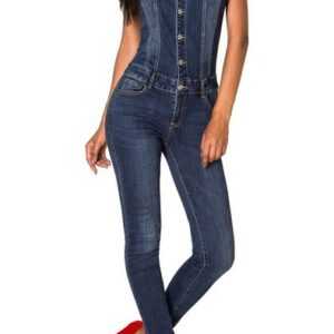 Nina Carter Jumpsuit Jeans Overall Jumpsuit Hosenanzug Einteiler (1-tlg) 2661 in Dunkelblau