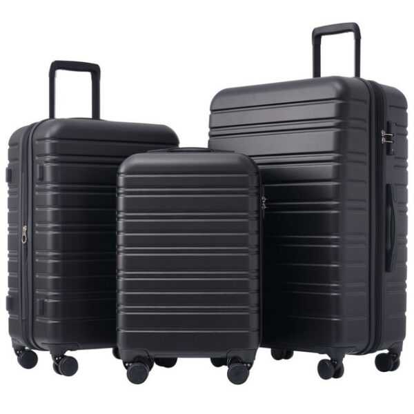 Powerwill Kofferset M-L-XL 3-teiliges Koffer-Set, 4 Rollen, (360° Rollen, mit Zahlenschloss, 3 tlg., Aus hochwertigem ABS-Material), Hartschalen Kofferset Rollkoffer Reisekoffer