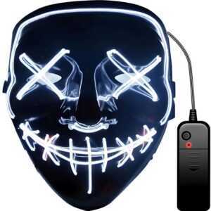 Retoo Verkleidungsmaske Halloween Purge Maske, Horror LED Leucht Lichteffekten Neon Party, (Set, Beleuchtete LED-Maske, Bedienungsanleitung in Deutsch)