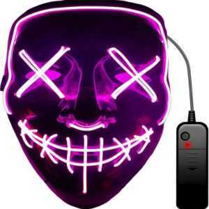 Retoo Verkleidungsmaske Halloween Purge Maske, Horror Neon Party Karneval LED Leucht, (Set, Beleuchtete LED-Maske, Bedienungsanleitung in Deutsch)