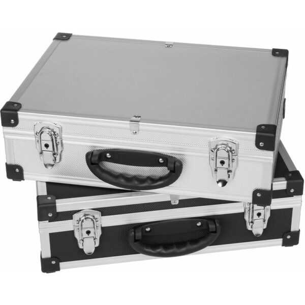 Werkzeugkoffer 43x33x14 cm schwarz oder silber -Kunststoffecken geriffelte Oberfläche Anndora Transport Koffer
