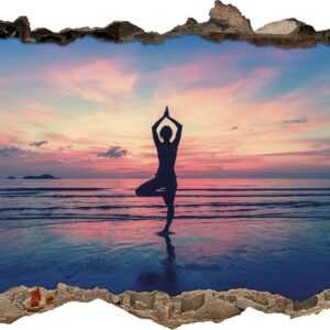 Yoga am Strand, 3D Wandtattoo