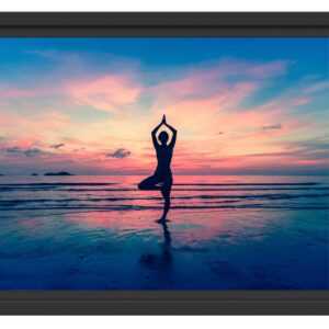 Yoga am Strand, im Schwebe-Effekt Bilderrahmen
