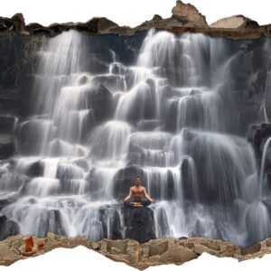 Yoga am Wasserfall in Bali, 3D Wandtattoo
