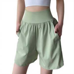 ZWY Yogatights Kurz geschnittene Yoga-Sporthose mit breiter Taille und Bauchkontrolle