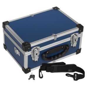 anndora Werkzeugkoffer 32 cm blau-silberner Koffer für sichere Aufbewahrung - Tragegurt und Schlösser