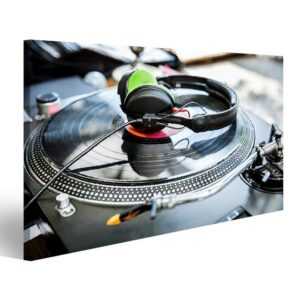 islandburner Leinwandbild Bild auf Leinwand Dj Mixer Und Vinyl Player Mit Kopfhörern Im Club Wa