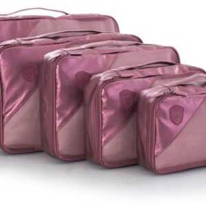 Heys Kofferorganizer Metallic-Packing Cube (Set, 5-tlg., Packtaschenset), Reiseorganizer Koffer-Packhilfe organisiert für Urlaube und Reisen