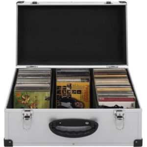 Longziming - CD-Koffer für 60 CDs Aluminium abs Silbern