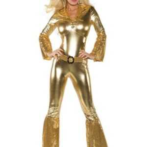 Underwraps Kostüm Golden Disco Darling Jumpsuit, Super sexy, super 70s: Jumpsuit in gold-metallic