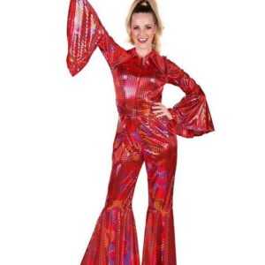 thetru Kostüm Disco Catsuit rot, Ein glänzendes Beispiel für eine 70er Jahre Dancing Queen!