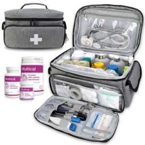 yozhiqu Erste-Hilfe-Koffer Kleine Medikamenten-Aufbewahrungstasche, Erste-Hilfe-Aufbewahrungsbox, (1 St), medizinisches Set, für Medikamente, Erste-Hilfe-Set, grau